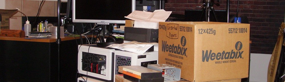 Getting the studio all packed up, but leaving just enough set up to be able to do Tuesday's show.